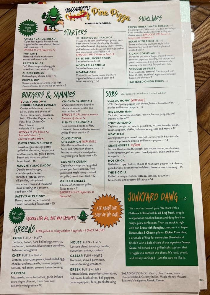 Naughty Pine Pizza Bar & Grill  Menu image 1
