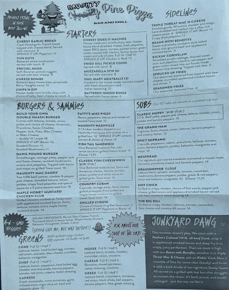 Naughty Pine Pizza Bar & Grill  Menu image 2